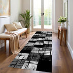 Distressed Checkered Runner Rugs, Washable Runner Rug - Image 4
