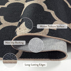 Lahome Moroccan Outdoor Rug 5x7, Easy Jute Black Washable Rugs - Image 3
