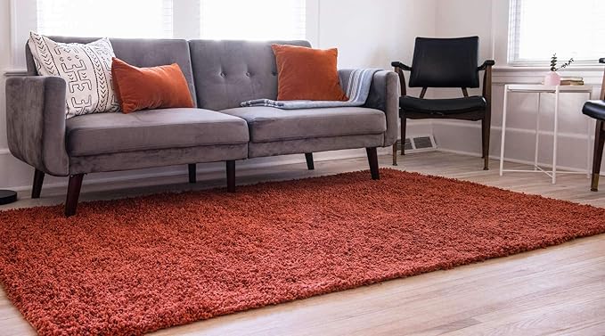 Unique Loom Solid Shag Collection Area Rug - Image 2