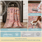 Kokia Boho Vintage Floral Area Rugs, Washable Oriental Botanical Rugs - Image 6