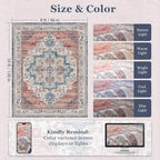 Boho Rugs for Bedroom Girls Playroom, Distressed Medallion Printed 8x10 Rugs - Image 2