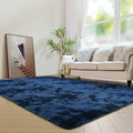 duduta 6x9 ft Navy Blue Rectangle Fluffy Rug, Tie-Dyed Shag Fuzzy Plush by Duduta