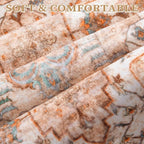 SERISSA 4x6 Boho Bedroom Rug, Washable Non Slip Vintage Peach Cream Area Rugs - Image 4