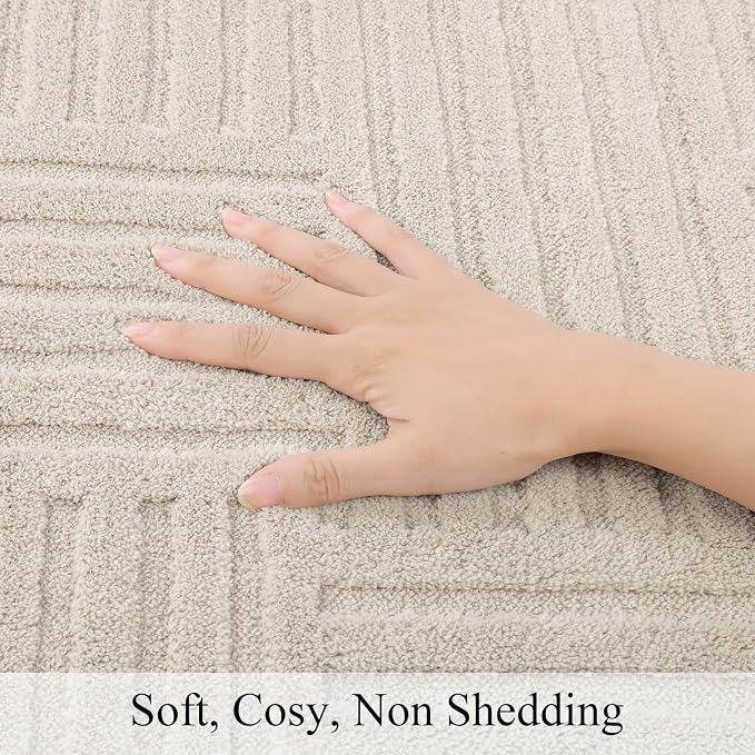 SHACOS Soft Cozy Fluffy Geometric High-Low Arch Rug 4'x5'3" Non Slip Washable - Image 3