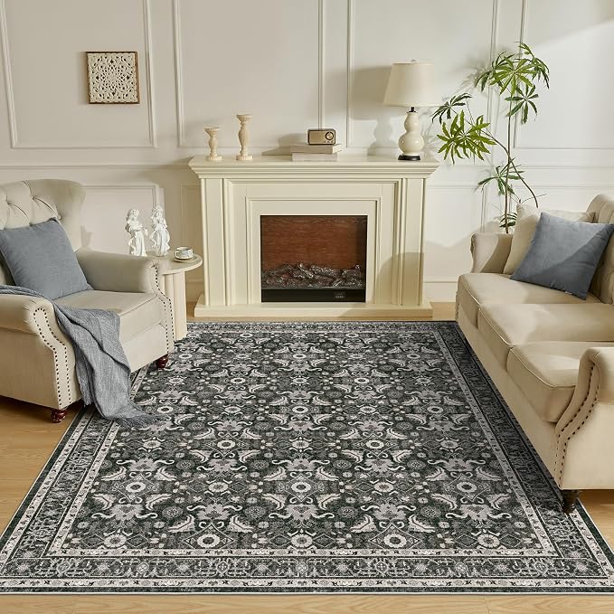 WITSHOCK Living Room Area Rugs 7x9: Soft Non-Slip Backing Washable Rugs Vintage - Image 6