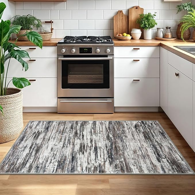 3x5 Modern Abstract Area Rug for Entryway, Low-Pile Door Mat Indoor for Living - Image 2