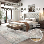 Abstract Rug 5x7 Machine Washable Area Indoor Pink Grey Low Pile Non-Slip - Image 8