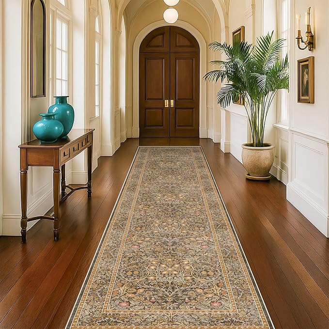 Brown 2'6" x 10' Hallway Runner Rug Non Slip - Image 3