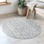KUTA Washable Circle Rug 3Ft Grey Moroccan Washable Round Area Rugs Boho Foyer - Image 2