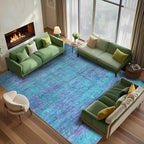 Abstract 6x9 Area Rug, Modern Teal Purple Throw Rugs by FLYRUGGO