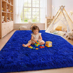 Blue Fluffy Area Rugs for Bedroom, Soft Shaggy Carpets for Living Room - Image 5
