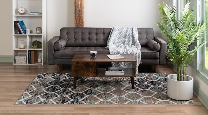 Rugs.com Lattice Frieze Collection Rug – 4' x 6' Blue Multi Medium Rug Perfect - Image 3