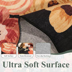 DUKINO 3x5 Area Rug, Floral Non-Slip Indoor Washable Rug - Image 6