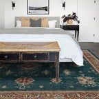 RUGGABLE Washable Vintage Area Rug – Verena Teal Blue 9x12, Stain-Resistant by RUGGABLE