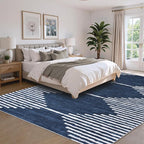 HelloTree Area Rug for Living Room 9x12 Washable Geometric Moroccan Rug Stripe - Image 3
