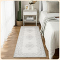 Istana Hallway Runner Rug 2.5x8 – Grey/White Cream Entryway Rug -Silk's Soft by Istana