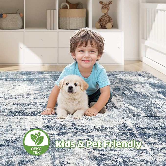 5x7 Area Rugs Living Room: Washable Large Abstract Soft Rug Stain Resistant - Image 7