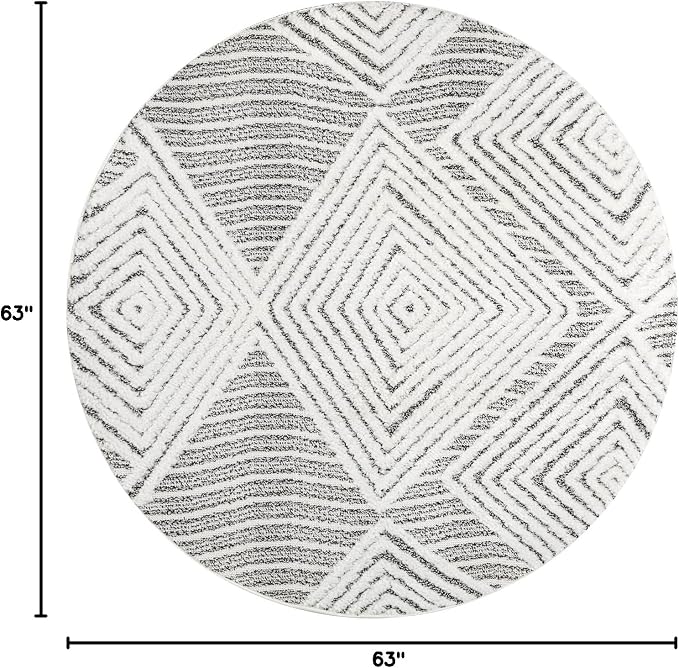 Antep Rugs Palafito 5x5 Geometric Shag Diamond High-Low Pile Textured Indoor - Image 2