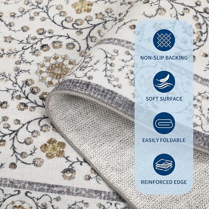GarveeHome Boho 2x6 Runner Rug for Hallways Non Slip, Vintage Botanical Kitchen - Image 8