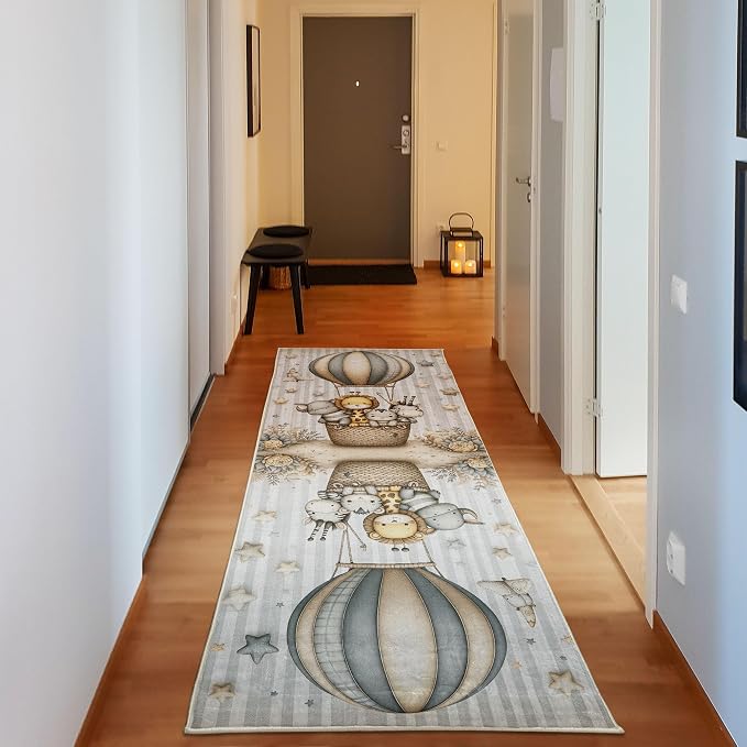 Ambesonne Animals Decorative Rug, Happy Tale of Giraffe Zebra Friends and by Ambesonne