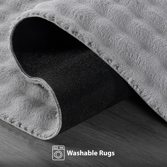 CAMILSON Modern Gray Non Slip Rug 4x6 Ultra Soft High Pile Area Rugs Non Skid - Image 3