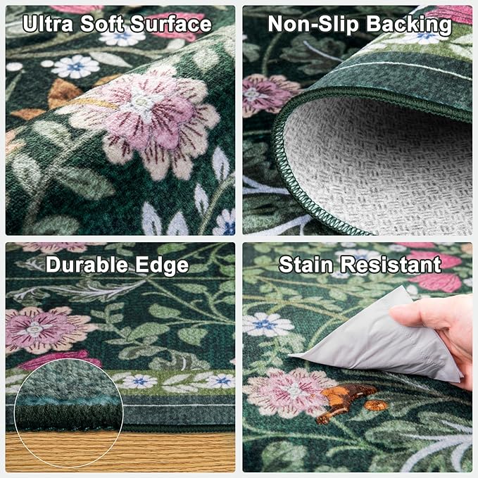 6x9 Area Rugs for Living Room: Floral Washable Rug Vintage Large Soft Boho - Image 7