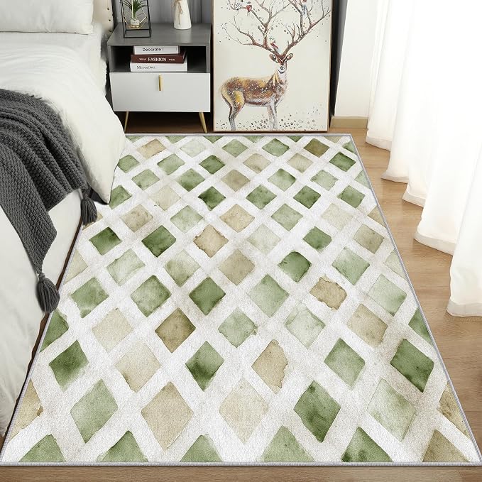 Checkered Rug, Washable 5x7 Rug - Image 3