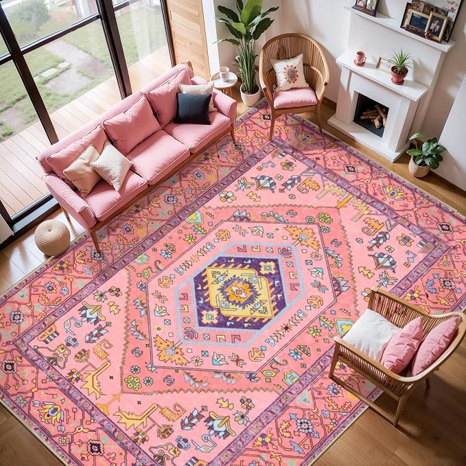 SERISSA Washable Rugs 8x10 Area Rugs, Large Non-Slip Boho Living Room Rug by SERISSAHomeDecorCollection