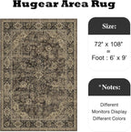 HUGEAR Retro Brown Area Rug 6x9 Machine Washable Living Room Rugs Distressed - Image 2