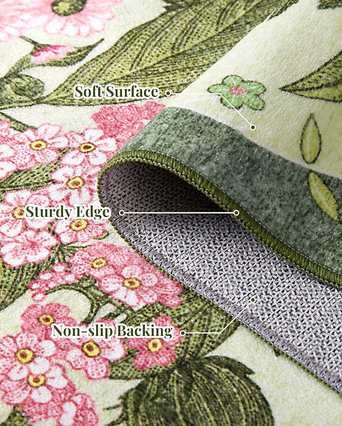 Floral Washable 5x7 Area Rugs - Image 7