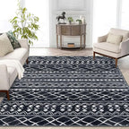 KUTA Area Rug 5x7 Black, Washable Boho Large Living Room Moroccan Rugs Non-Slip by KUTA