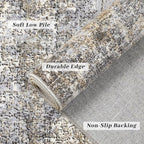 Machine Washable Area Rug 8x10 Grey Large Living Room Indoor Accent Rug Neutral - Image 8