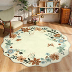Lahome Floral Washable Round Area Rug, Soft Round Rugs 6ft Ultra-Thin Non-Slip by Lahome