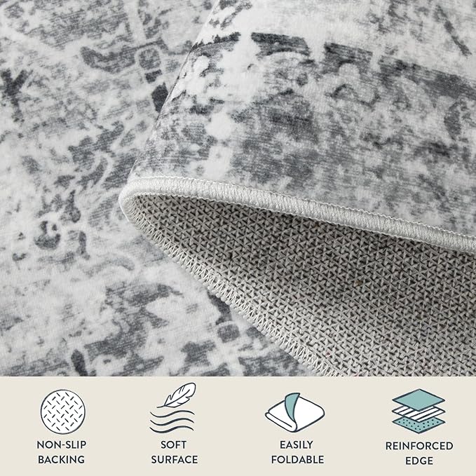 Lahome Vintage 6x9 Washable Grey Rugs - Image 6
