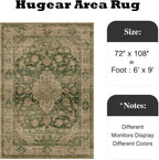HUGEAR Retro Green Area Rug 6x9 Machine Washable Living Room Rugs Distressed - Image 2