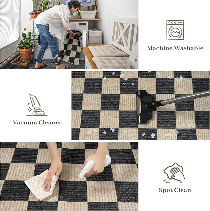 LIVEBOX 8x10 Area Rugs for Living Room, Checkered Non-Slip Washable Rugs - Image 8