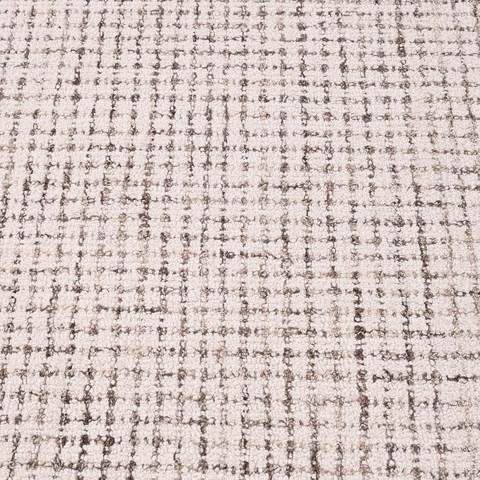 Hand-Tufted 100% Wool Pile Area Rug – Geometric Textured Grid Check Pattern – - Image 5