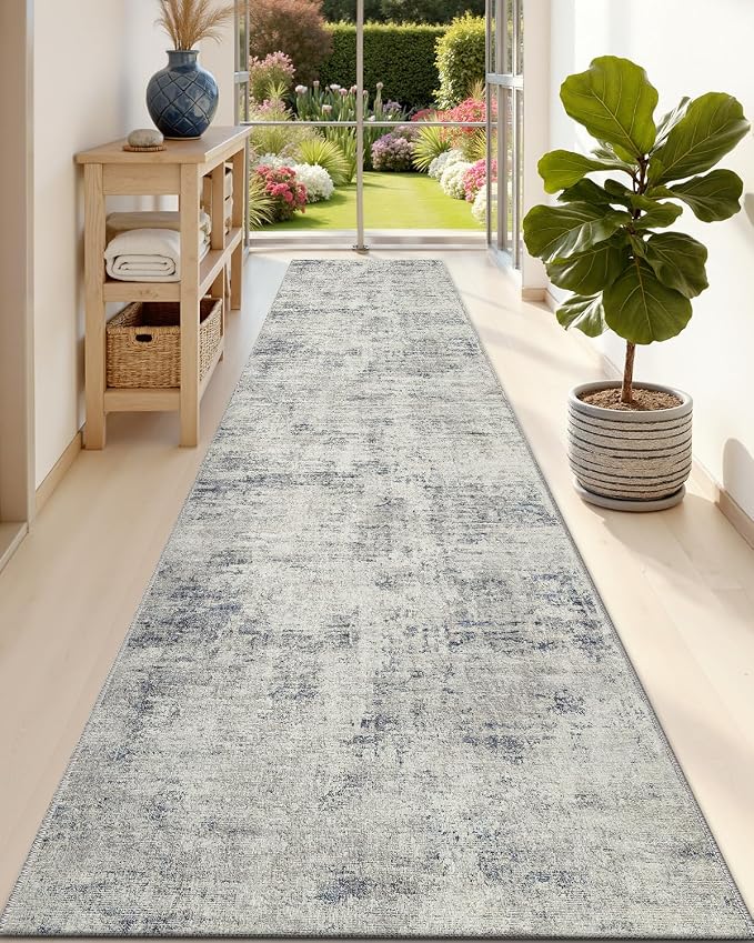 DEXI Hallway Runner Rug 3x8, Modern Abstract Non Slip Thin Soft Runners Carpet - Image 5