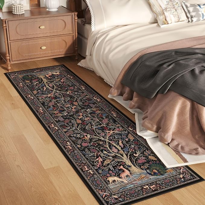 Rugcomf Runner Rug 2x6 Vibrant Tree of Life-Patterned Vintage Kitchen Rugs Non - Image 3