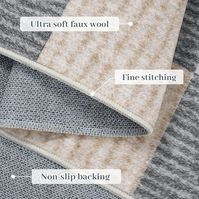 LIVEBOX 8x10 Area Rugs for Living Room, Checkered Non-Slip Washable Rugs - Image 9