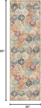 Lahome Moroccan Hallway Runner Rug, Oriental Laundry Room Rug Non-Slip Vintage - Image 2