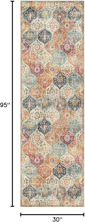 Lahome Moroccan Hallway Runner Rug, Oriental Laundry Room Rug Non-Slip Vintage - Image 2