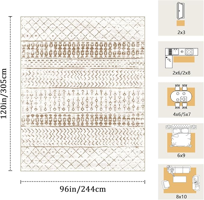 8x10 Machine Washable Area Rug for Living Room, Kids and Pets Friendly for - Image 2