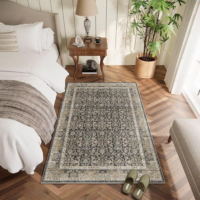 Washable 4x6 Rugs for Living Room, Boho Non-Slip Vintage Distress Small Rugs - Image 2