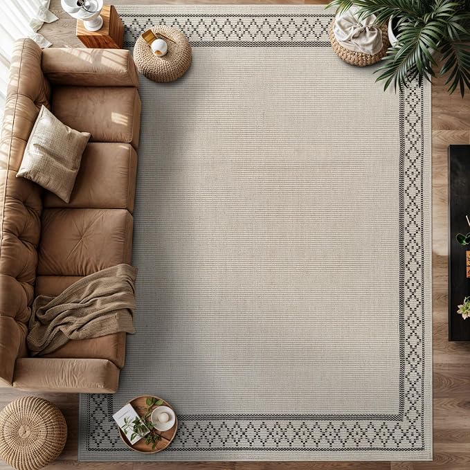 Easy Jute Rugs 10x14 Frame Bone Color Living Room Indoor Outdoor Area Rug - Image 8