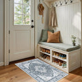 Area Rugs 2'x4' Washable Non-Slip, Floral Vintage Distress Print Pattern by RELEANY