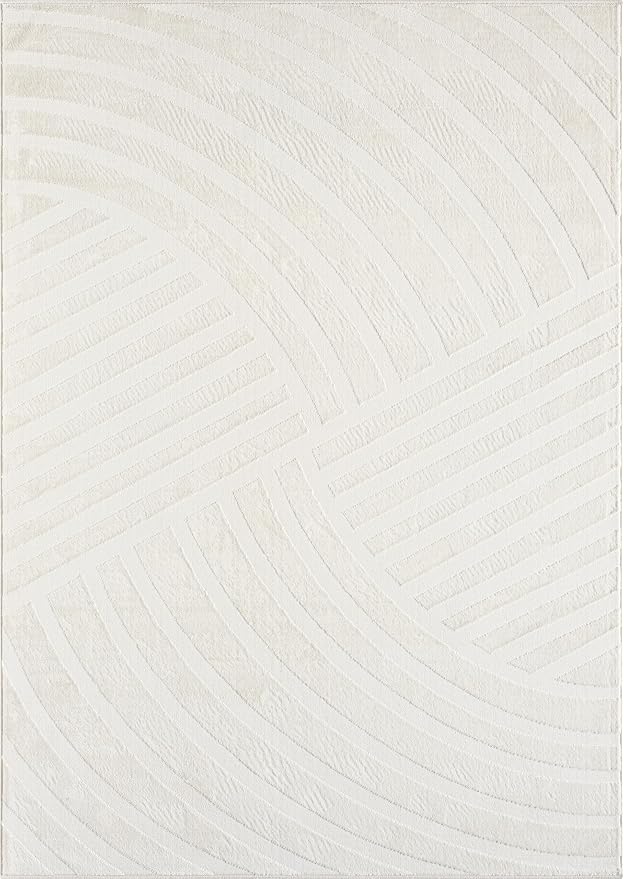 Abani Zen 6' x 9' Cream Rug – Neutral Modern Linear Pattern, Large Soft Area Rug - Image 3