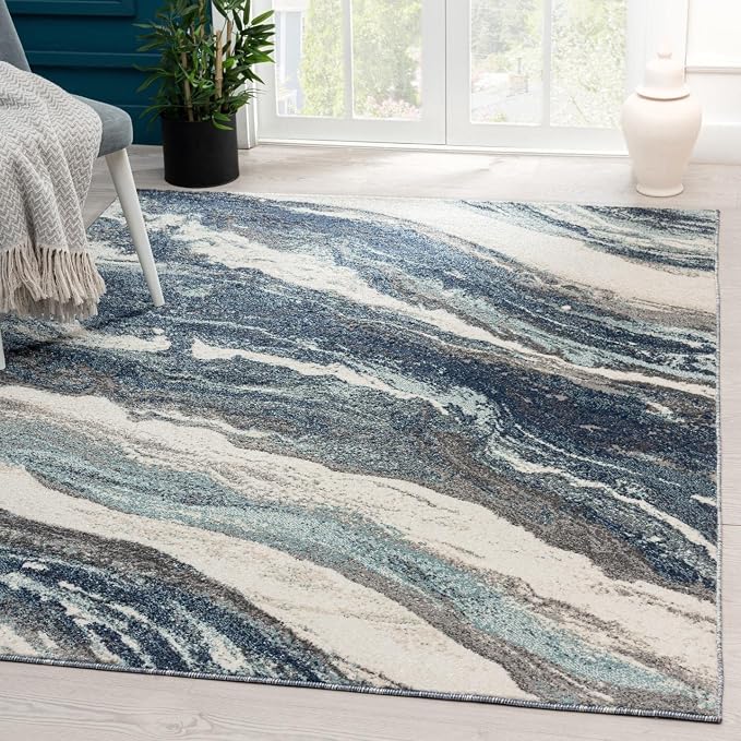 LUXE WEAVERS Lagos Collection 7983 Blue 6x9 Art Deco Area Rug - Image 4