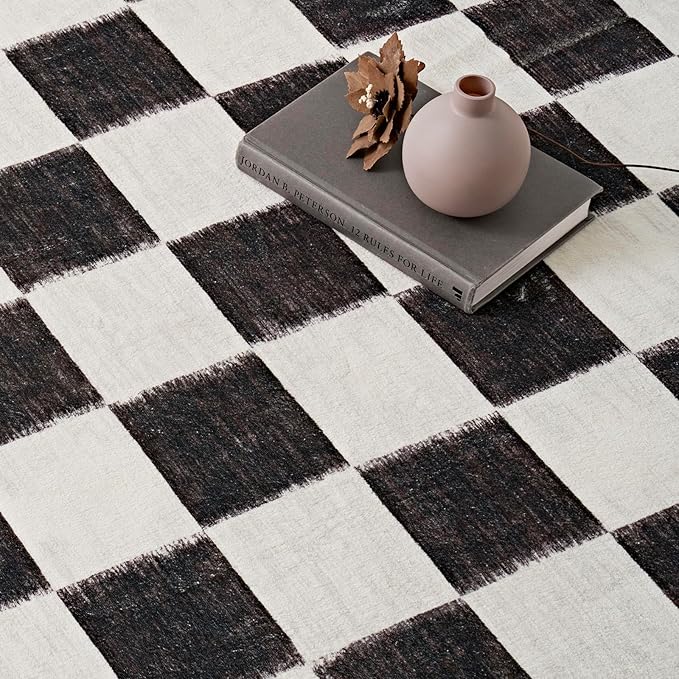 EVERGRACE Checkered Plaid Area Rug 5x7, Soft Faux Wool Rugs Washable Anti Slip - Image 6