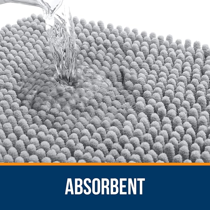 OLANLY Bathroom Rugs 59x20, Extra Soft Absorbent Chenille Bath Rugs, Rubber - Image 4